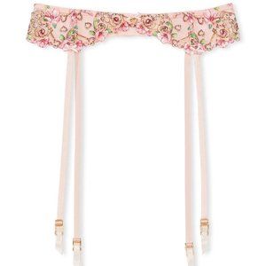VS M/L DREAM ANGELS Floral Heart Embroidery Garter Belt NWT